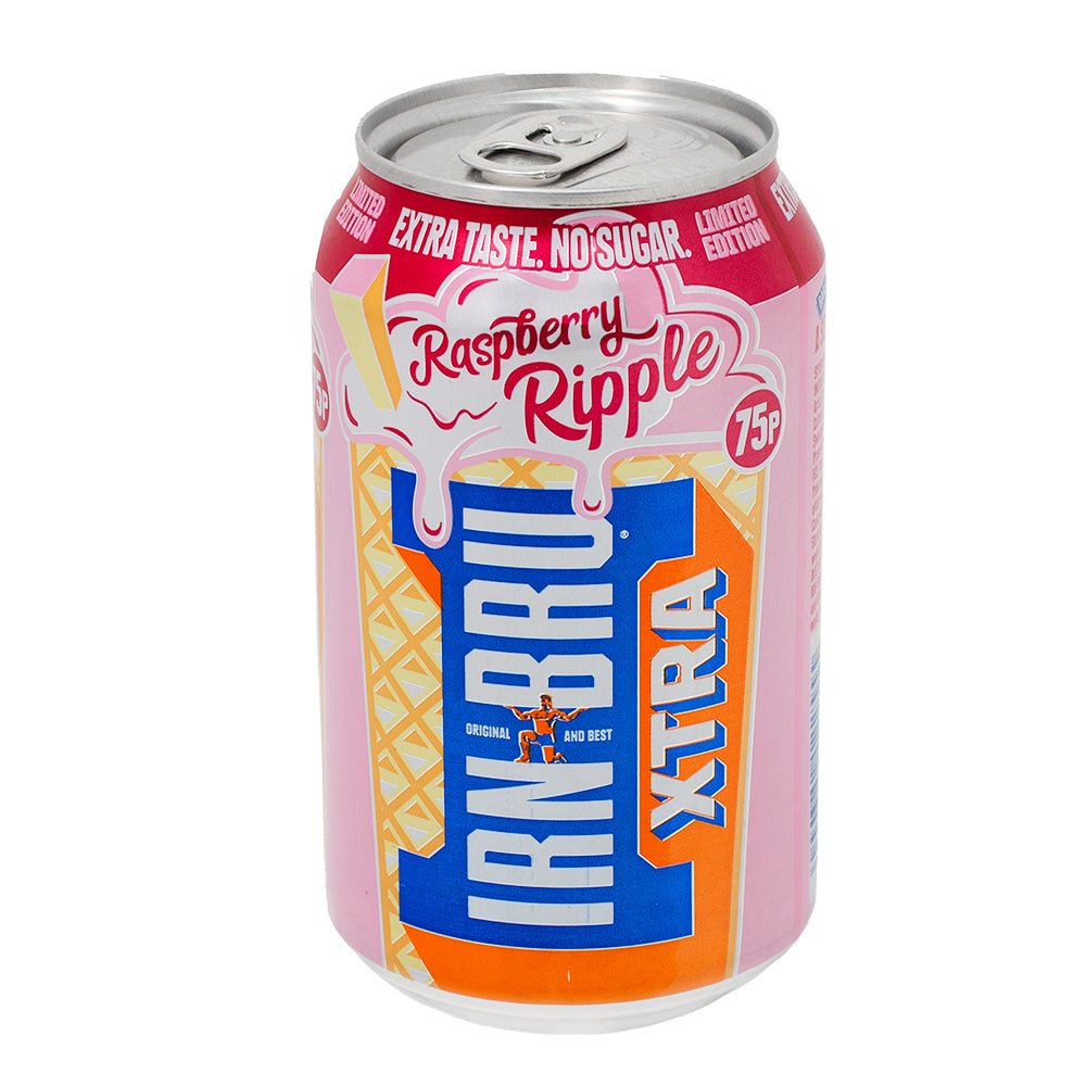 Irn Bru Xtra Raspberry Ripple (UK) - 330mL - Irn Bru - Irn Bru Soda - Irn Bru Drink - Irn Bru Canada - UK Drink - UK Soda - Raspberry Soda