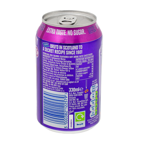 Irn Bru Xtra Wild Berry Slush (UK) - 330mL  Nutrition Facts Ingredients - Irn Bru - Irn Bru Soda - Irn Bru Drink - Irn Bru Canada - UK Drink - UK Soda - Wild Berry Soda