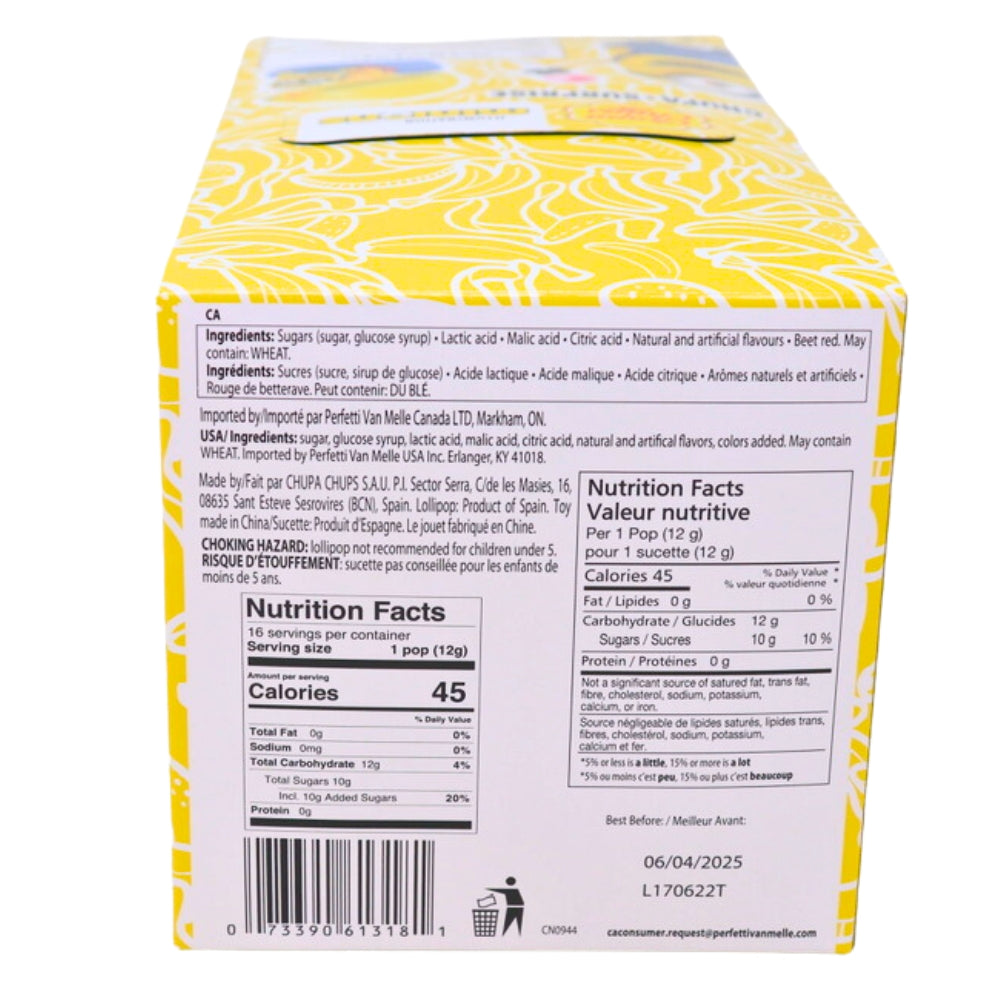 Chupa Chups + Surprise Minions Nutrition Facts Ingredients