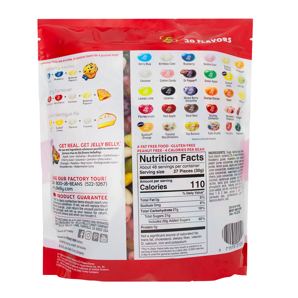 Jelly Belly 30 Assorted Flavours - 1.44kg   Nutrition Facts Ingredients - Jelly Belly - Jelly Belly Jelly Beans - Jelly Beans - Jelly Belly Candy