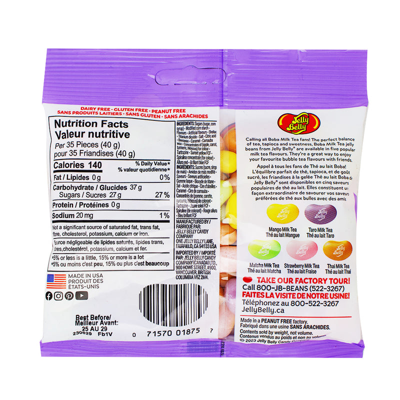 Jelly Belly Boba Milk Tea Bag - 100g Nutrition Facts Ingredients - Jelly Belly - Jelly Beans - Retro Candy - Boba Tea