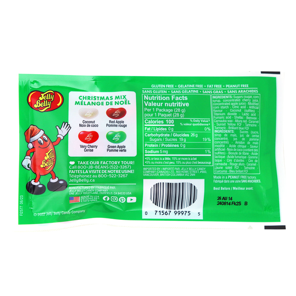 Jelly Belly Christmas Mix Bag - 28g  Nutrition Facts Ingredients

