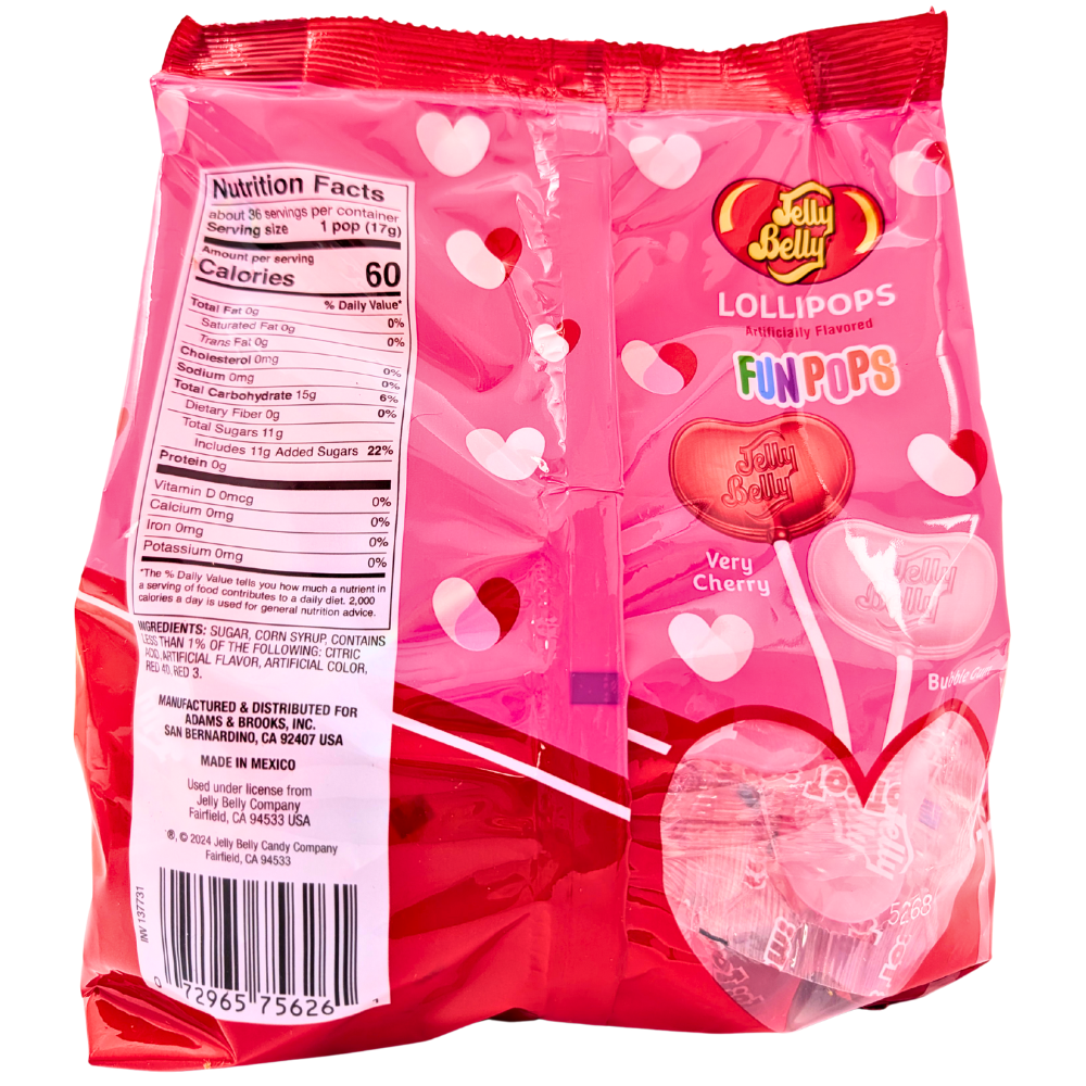 Jelly Belly Valentine Lollipops - 21oz