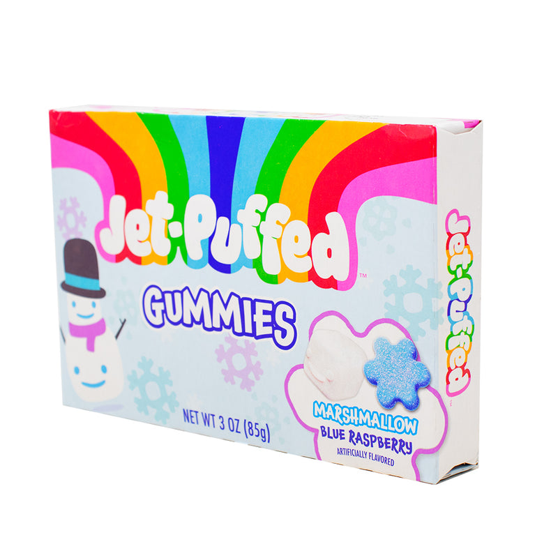 Jet-Puffed Marshmallow Flavored Gummies Theater Box - 3oz - Christmas gummies - Holiday candy - Marshmallow flavoured treats - Festive sweets - Winter snacks - Seasonal desserts - Holiday movie snacks - Christmas theater box candy - Winter-themed treats - Festive candy delights