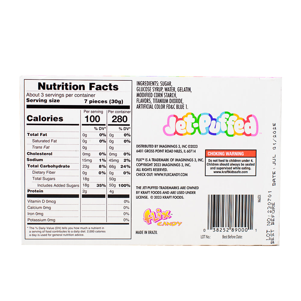 Jet-Puffed Marshmallow Flavored Gummies Theater Box - 3oz Nutrition Facts Ingredients