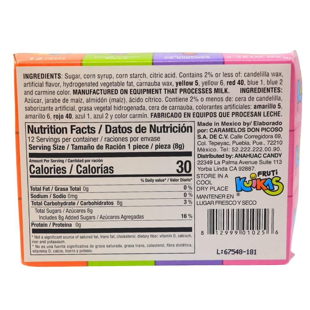 Jugo De Sabores Sour Candy Balls - 12ct Box Nutrition Facts Ingredients