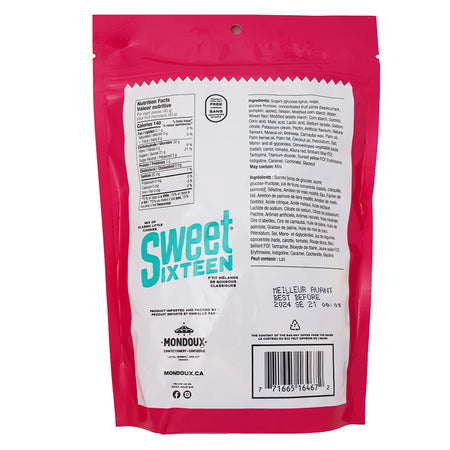 Sweet Sixteen Jujube & Gummy - 400g Nutrition Facts Ingredients, sweet sixteen, sweet sixteen candy, canadian candy, canadian sweets, canadian treats