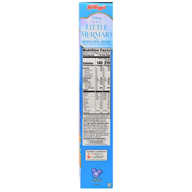 Kellogg's The Little Mermaid Mermazing Berry -12oz Nutrient Facts - Ingredients -American Cereal