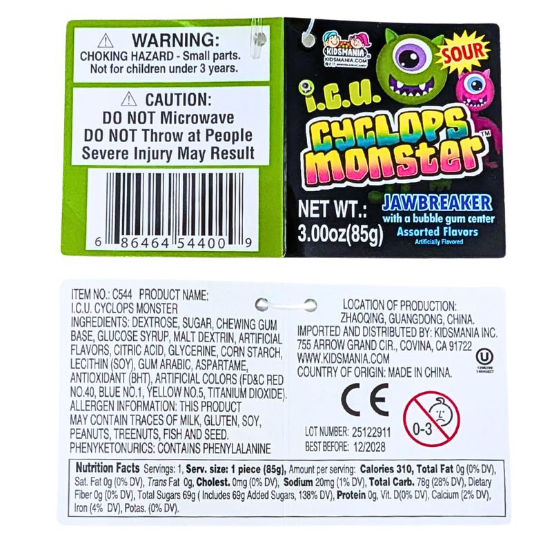 Kidsmania ICU Cyclops Monster Jawbreaker - 85g