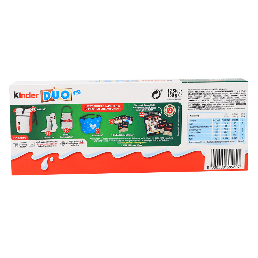 Kinder Duo (Italy) - 150g  Nutrition Facts Ingredients