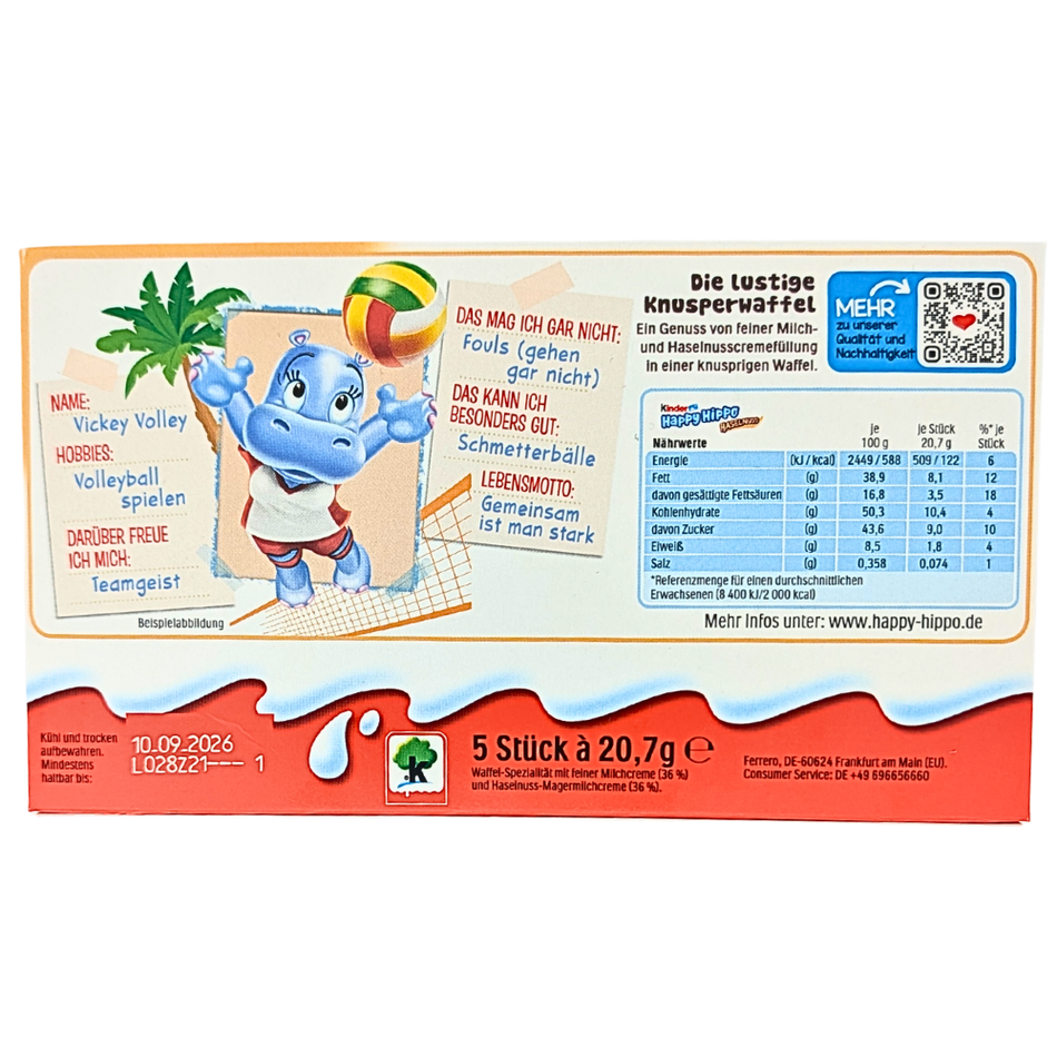 Kinder Happy Hippos Biscuits Milk and Hazelnut (Germany) - 103.5g