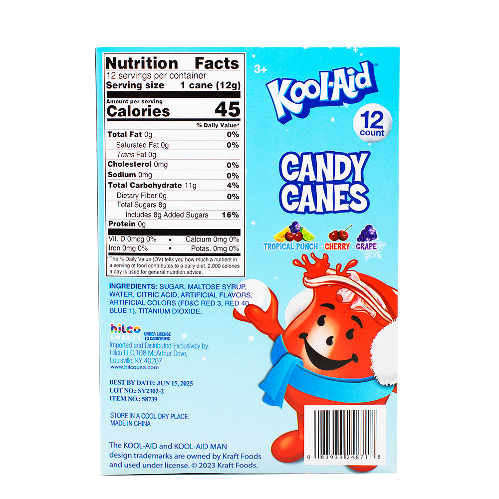 Kool-Aid Candy Canes - 5.3oz Nutrition Facts Ingredients