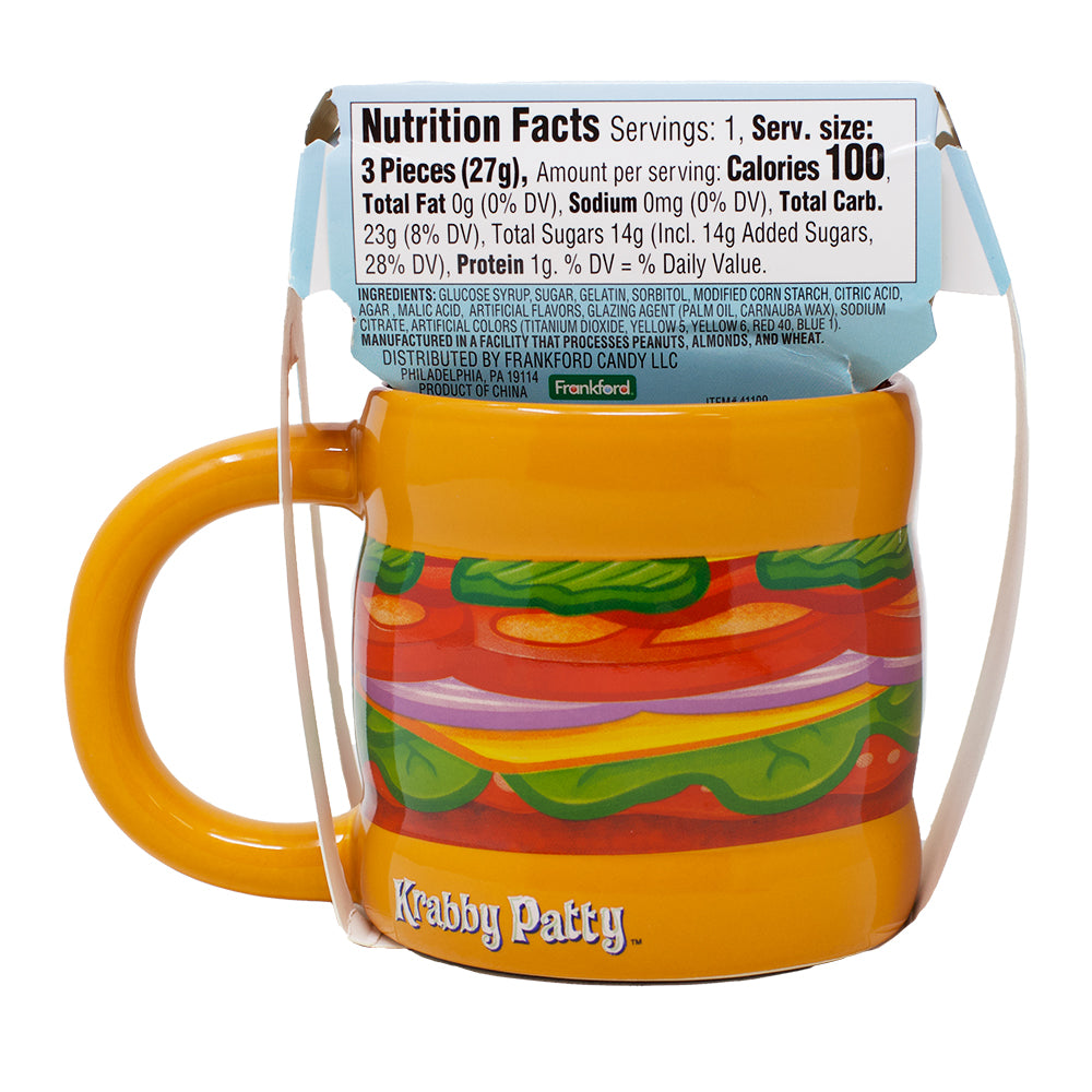 Krabby Patties Mug and Gummy Candy Gift Set Nutrition Facts Ingredients, christmas candy, christmas gifts, krabby patty, krabby patties, krabby patty mugs, krabby patties gummies, krabby patty gummy