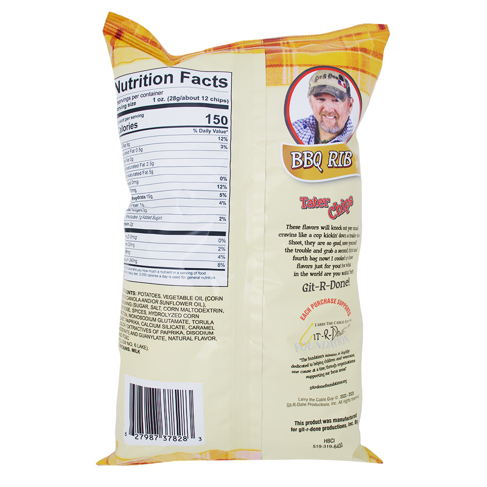 Larry The Cable Guy Tater Chips BBQ Rib - 3.5oz Nutrition Facts Ingredients