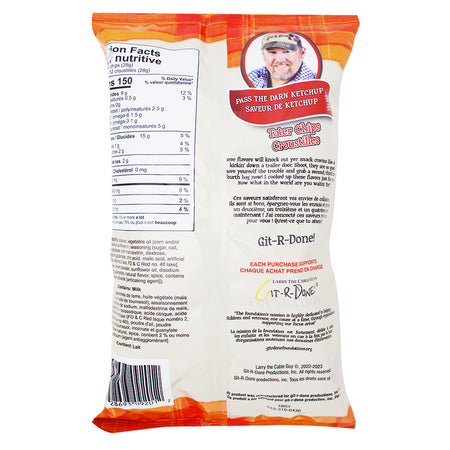 Larry The Cable Guy Tater Chips Pass The Darn Ketchup - 3.5oz Nutrition Facts Ingredients - Larry The Cable Guy Tater Chips - Pass The Darn Ketchup - Tangy flavour - Potato chips - Crunchy sensation - Premium potatoes - Snack time favourite - Flavourful experience - Finger-lickin' good - Party snack