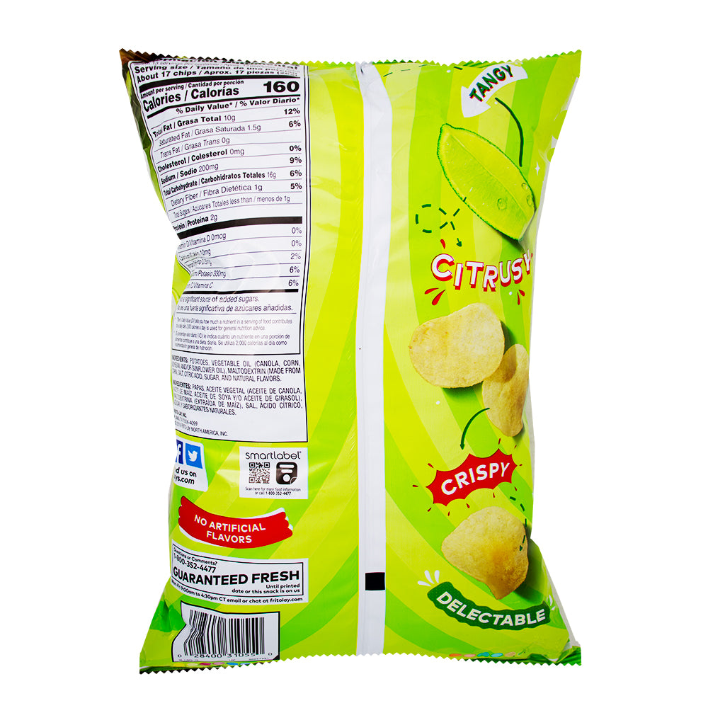 Lay's Limon Chips Party Size - 12.5oz  Nutrition Facts Ingredients