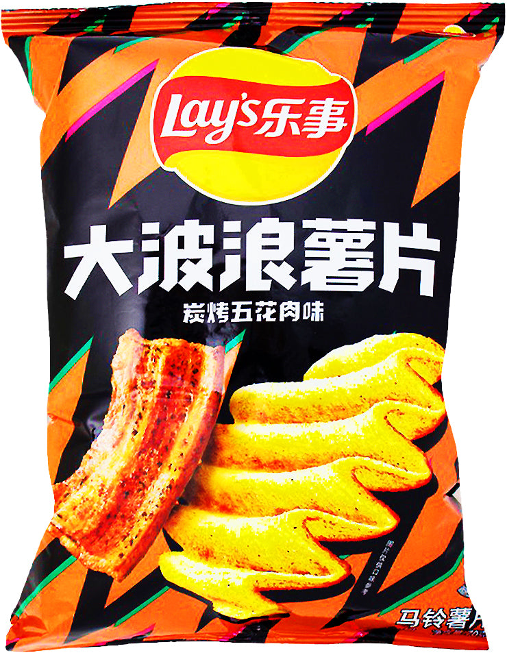 Lay's Wavy Charcoal Grilled Pork Belly (China) - 70g - Lay's Wavy Charcoal Grilled Pork Belly (China) - Flavour Adventure - Charcoal-Grilled Bliss - Chinese Street Food - Snack Party - Global Flavours - Culinary Journey - Smoky and Savoury - Taste Extravaganza - Irresistible Crunch - Lay’s Chips - Chinese Snacks - Chinese Chips - Lays