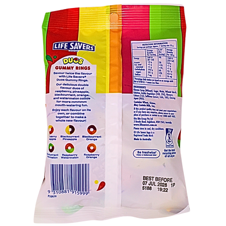 Lifesavers Duos Gummy Rings (Aus) - 170g