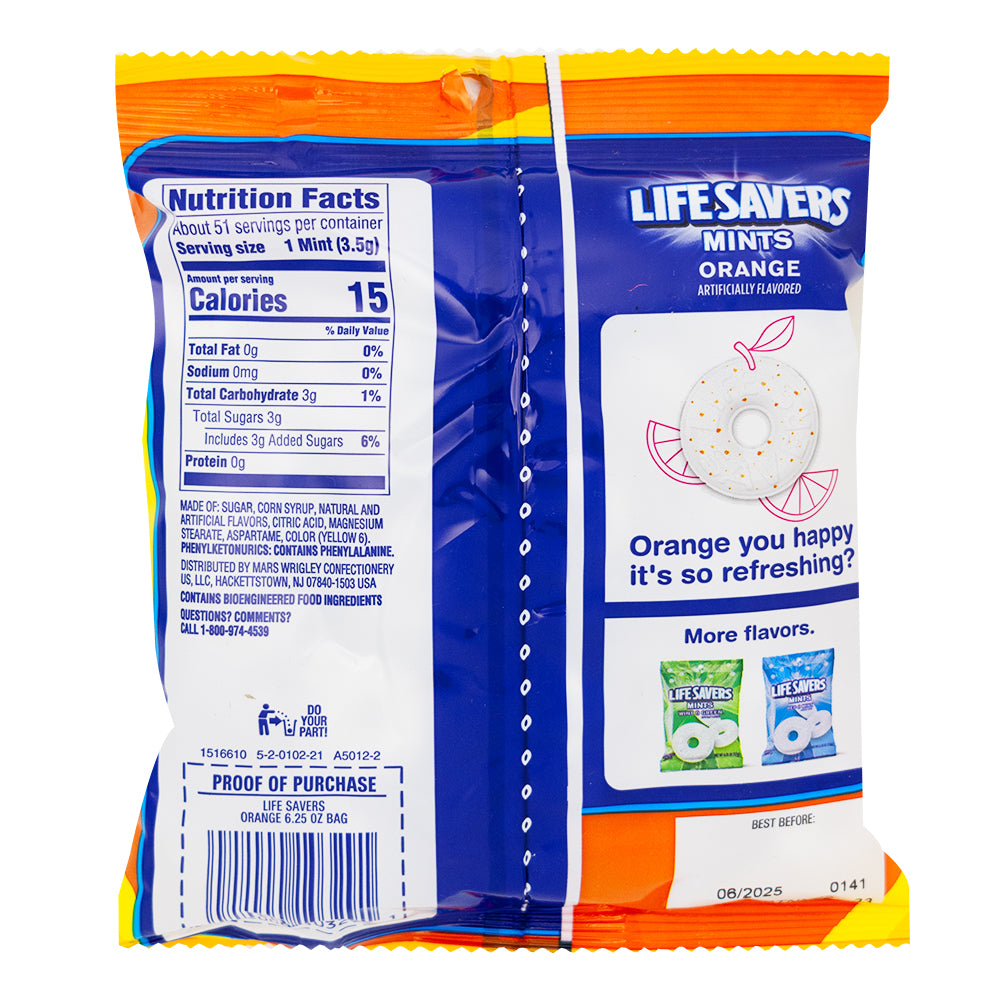 Lifesavers Orange-O-Mint - 177g  Nutrition Facts Ingredients