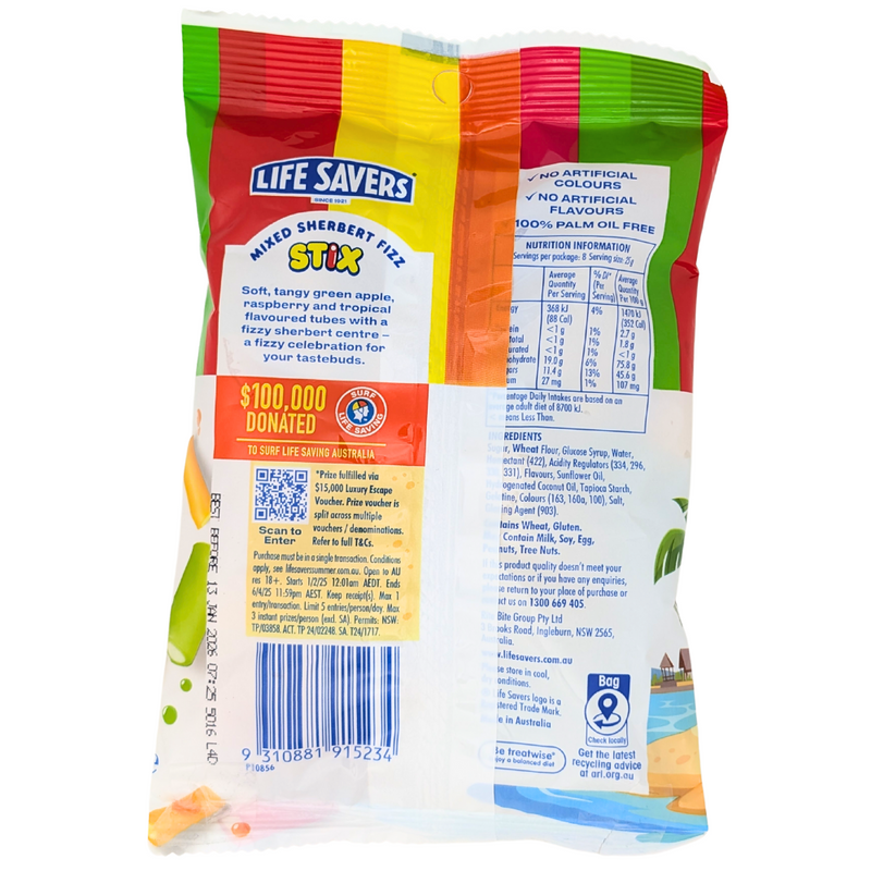 Lifesavers Stix Mixed Sherbert Fizz (Australia) - 200g