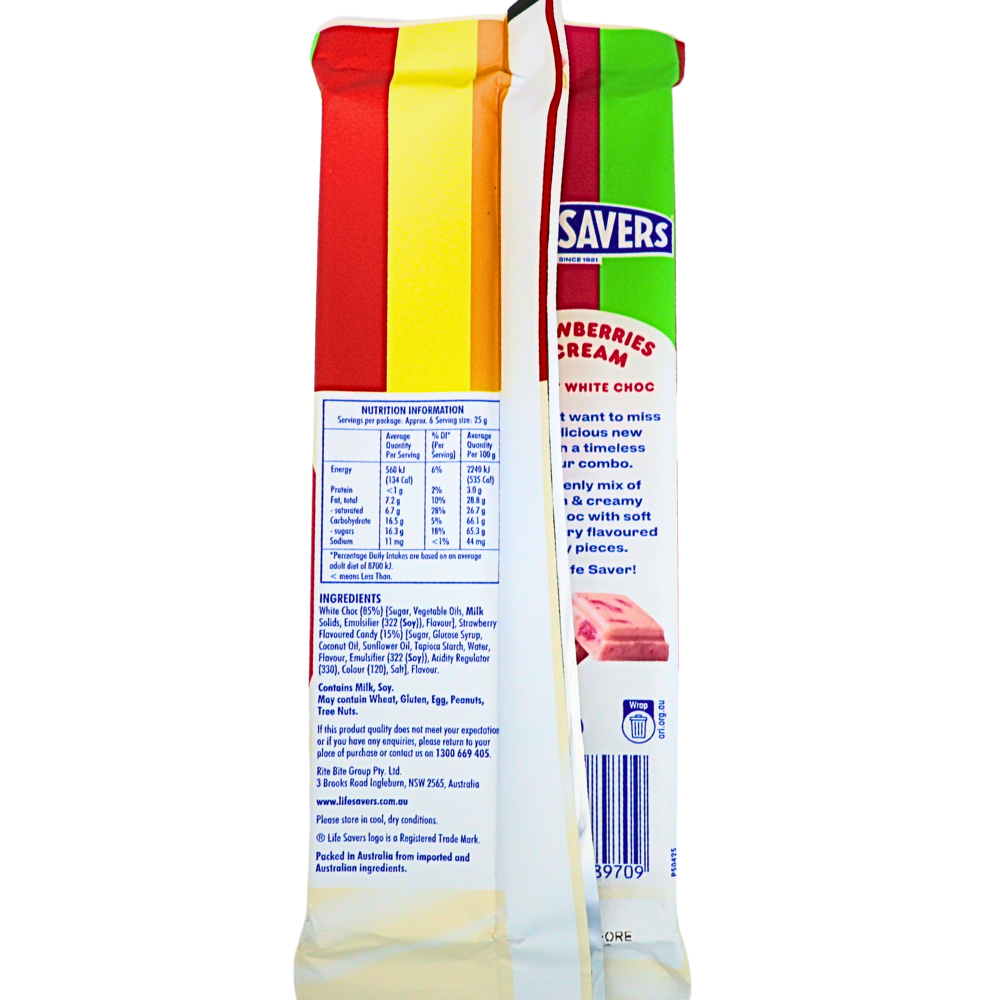 Lifesavers Strawberries & Cream White Chocolate (Aus) - 170g