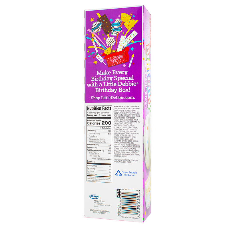 Little Debbies - Birthday Cake (8 cakes) - 335g   Nutrition Facts Ingredients - Little Debbie - Little Debbie Brownies - Little Debbie Snacks