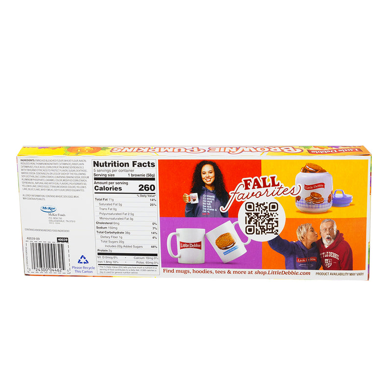 Little Debbie Brownie Pumpkins - 289g **BB OCT 11/24**  Nutrition Facts Ingredients - Little Debbie - Little Debbie Brownies - Little Debbie Snacks