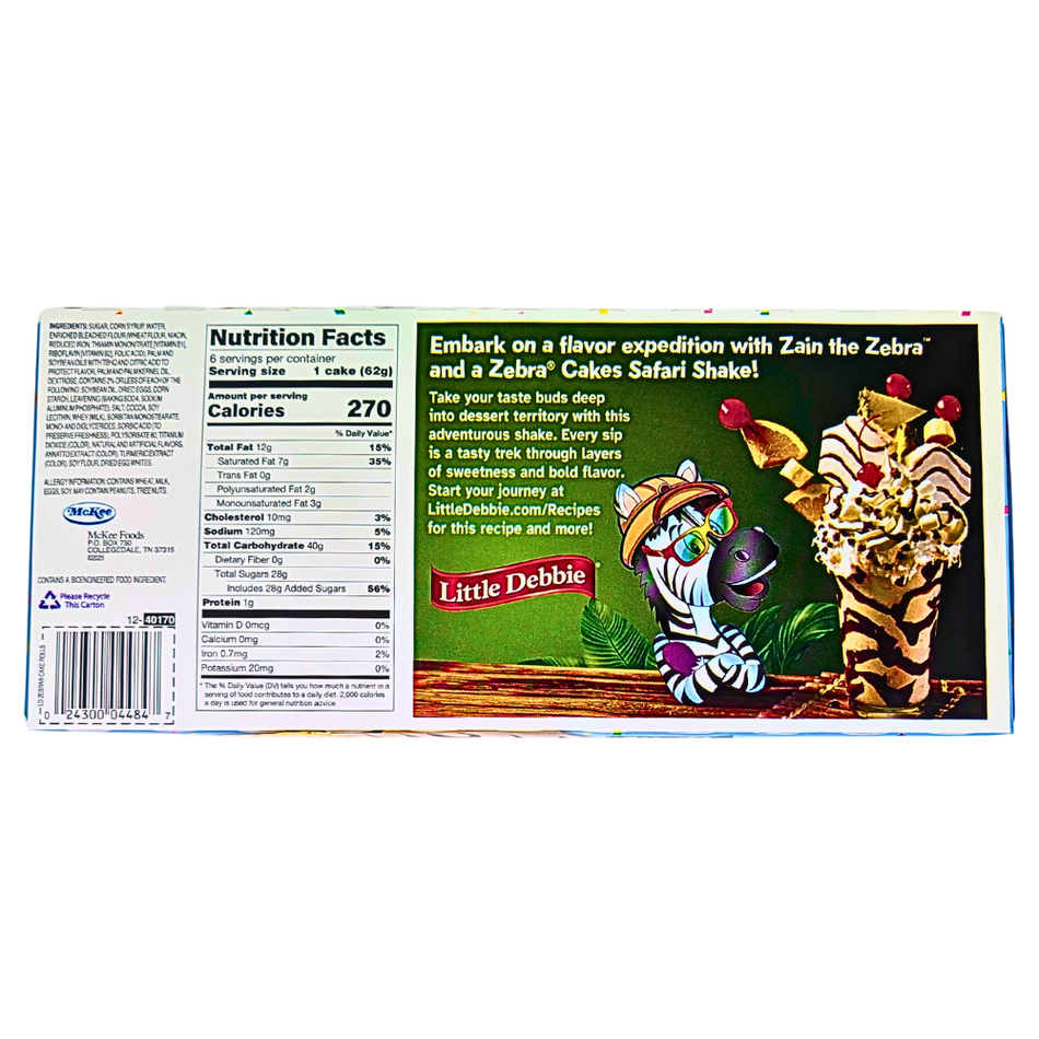 Little Debbie Zebra Cake Rolls (6 Cake Rolls) - 372g