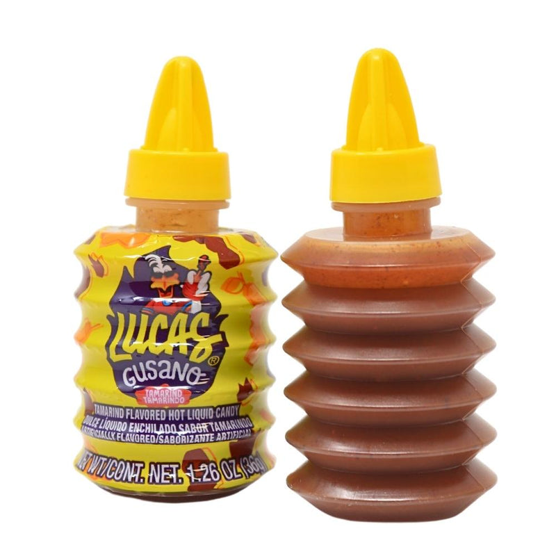 Lucas Gusano Liquid Candy Tamarind - 10ct Box - Mexican Candy - Spicy Candy