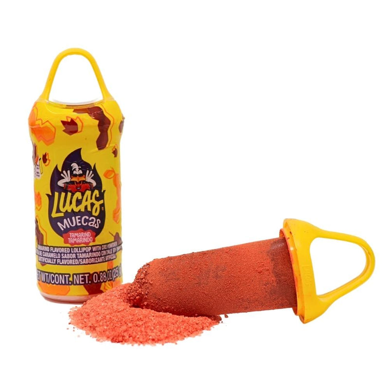 Lucas Muecas Lollipop Dipper Tamarind - 10ct Box - Mexican Candy - Spicy Candy