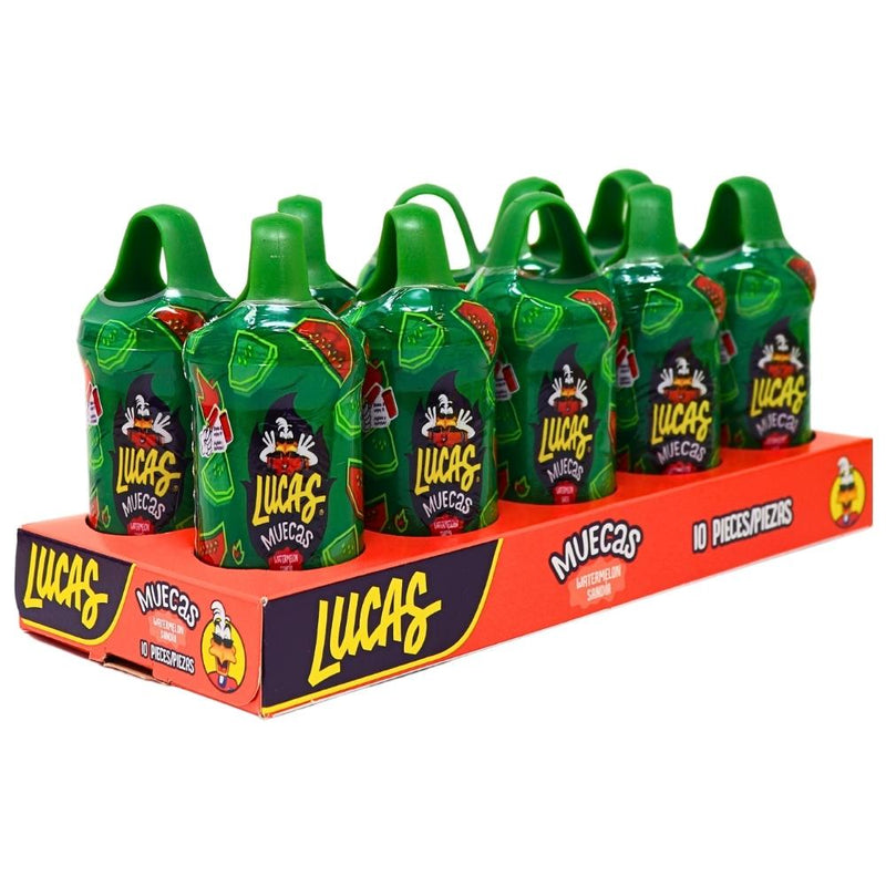 Lucas Muecas Lollipop Dipper Sandia (Watermelon) - 10ct Box - Mexican Candy - Lollipop - Spicy Candy