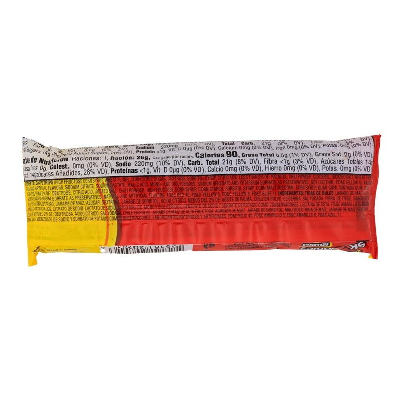 Lucas Skwinkles Rellenos Filled Ropes Pineapple Tamarind - 26g Nutrition Facts Ingredients - Mexican Candy - Chewy Candy