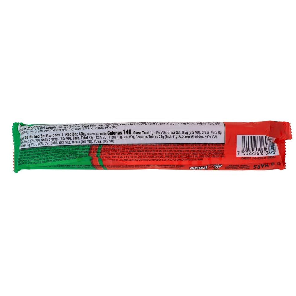 Lucas Skwinklote Jumbo Filled Rope Sandia (Watermelon) - 40g Nutrition Facts Ingredients - Mexican Candy - Chewy Candy