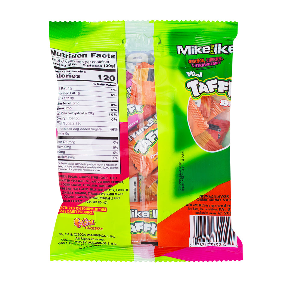 Mike and Ike Taffy Peg Bag - 3.8oz  Nutrition Facts Ingredients - Taffy - Taffy Candy - Mike and Ike - Mike and Ike Candy