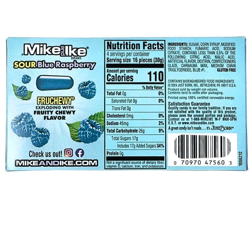 MIke and Ike Sour Blue Raspberry Theater Box - 4.25oz