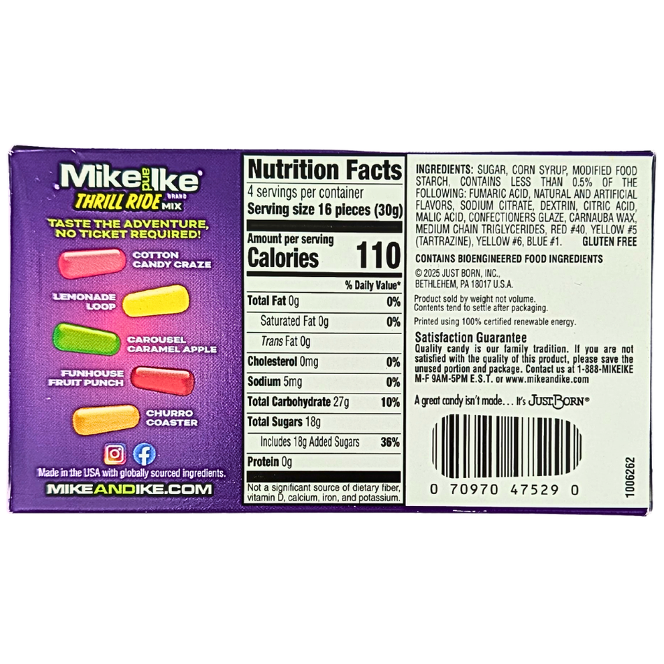 Mike and Ike Thrill Ride Mix Theatre Pack - 4.25oz