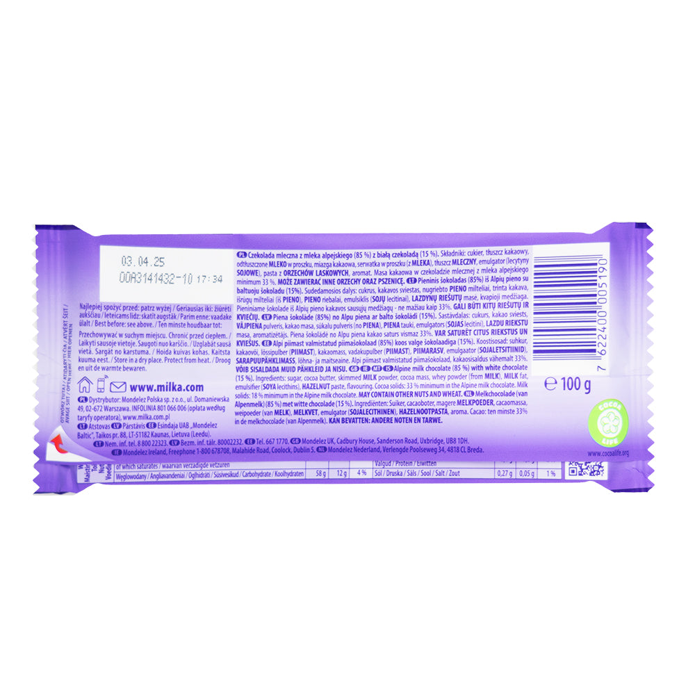 Milka Happy Cow Chocolate Bars  Nutrition Facts Ingredients
