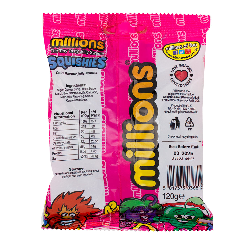 Millions Squishies Cola Flavour (UK) - 120g   Nutrition Facts Ingredients