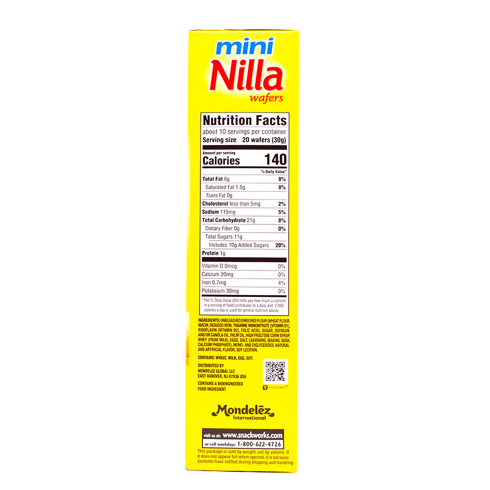 Nabisco Nilla Wafers - 11oz  Nutrition Facts Ingredients
