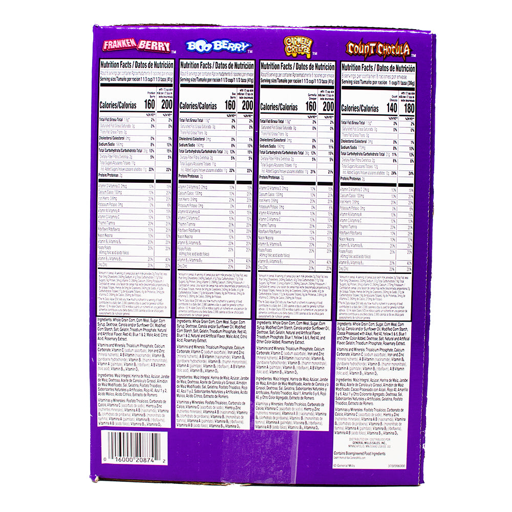 Halloween 4-Pack Monster Cereals Nutrition Facts Ingredients