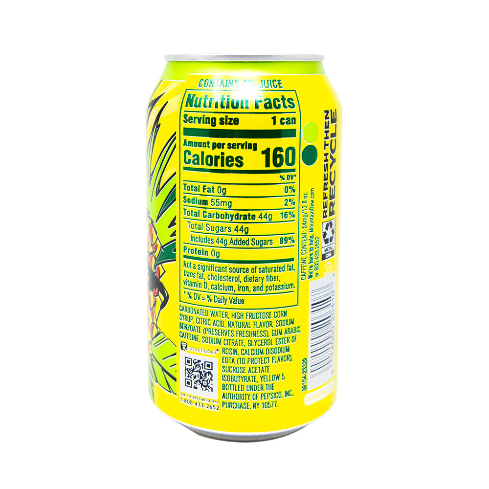 Mountain Dew Maui Burst - 355mL  Nutrition Facts Ingredients
