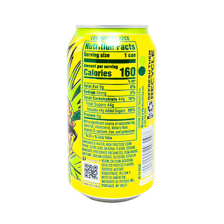 Mountain Dew Maui Burst - 355mL  Nutrition Facts Ingredients
