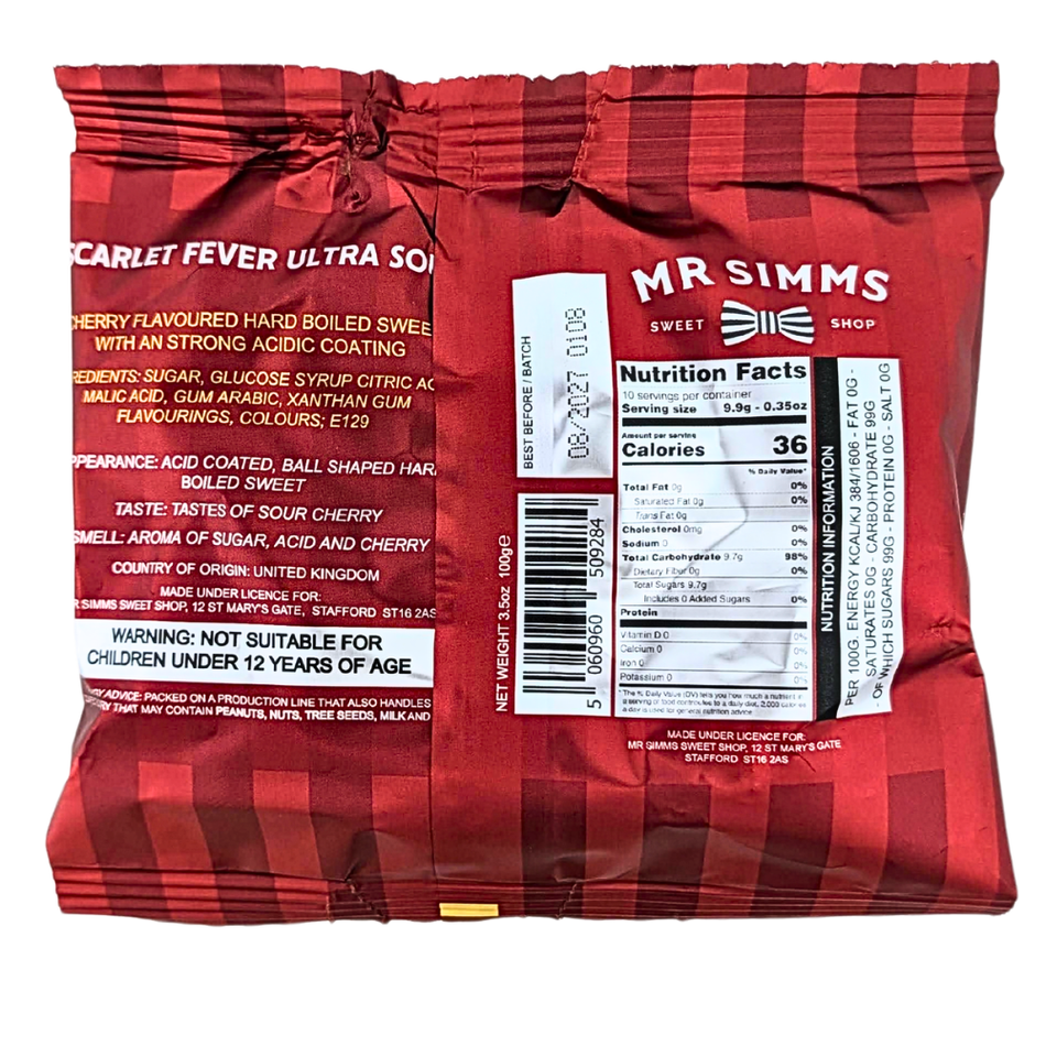 Mr Simms Scarlet Fever Ultra Sour (UK) - 100g