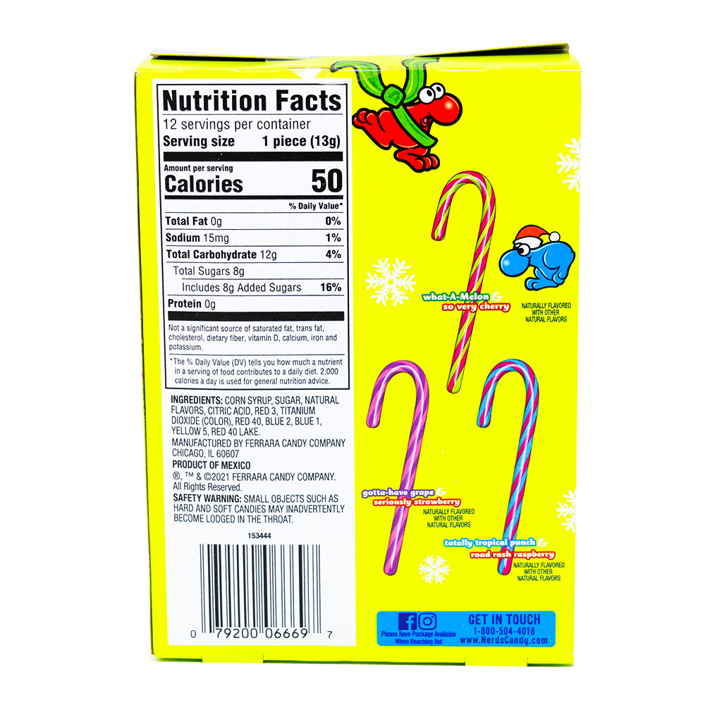 Nerds Candy Canes - 12 CT  Nutrition Facts Ingredients
