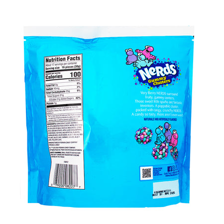 Nerds Gummy Clusters Very Berry Family Size - 18.5oz   Nutrition Facts Ingredients - Nerds - Nerds Candy - Nerds Gummy Clusters - Nerds Very Berry Gummy Clusters - Nerds Gummy Clusters Very Berry - Berry Candy