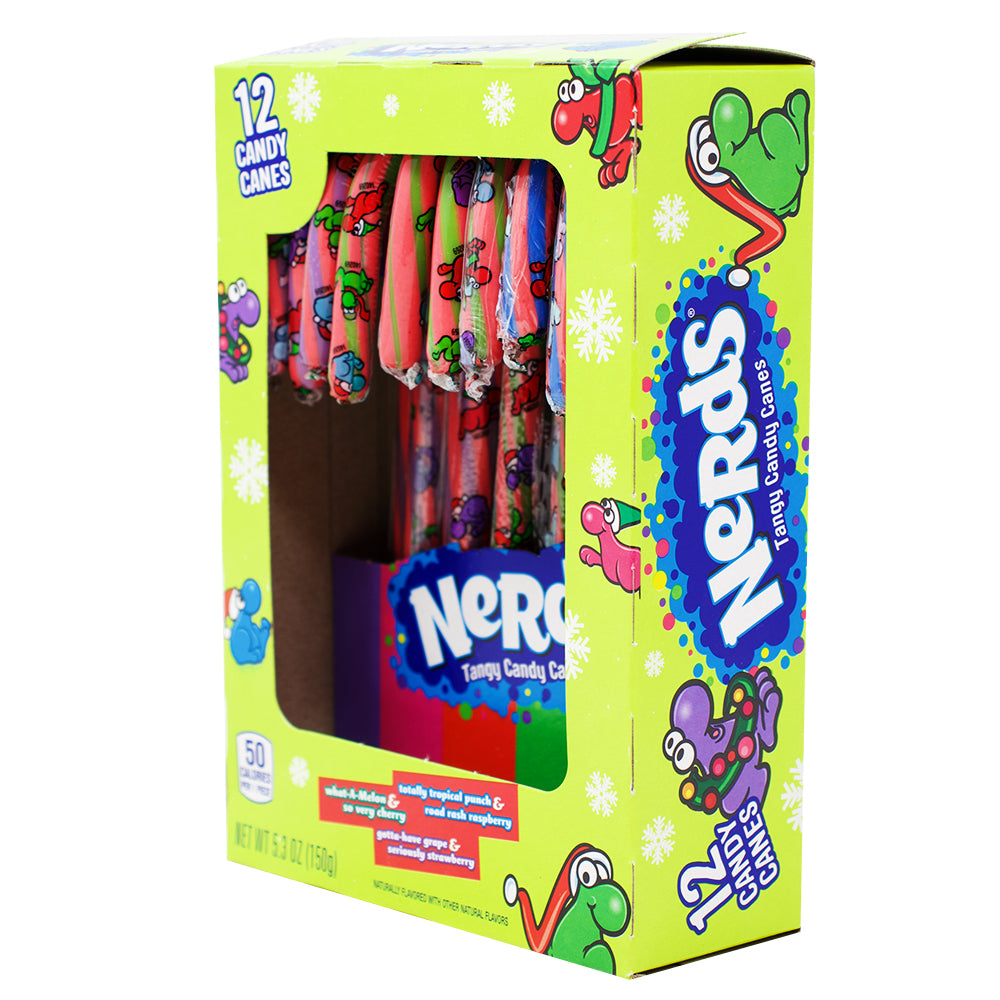 Nerds Candy Canes - 12 CT - Nerds Candy Canes - Fruity Flavoured Candy Canes - Holiday Sweet Treats - Christmas Candy for Kids - Festive Candy Canes - Stocking Stuffer Sweets - Colourful Candy Canes - Unique Holiday Candy