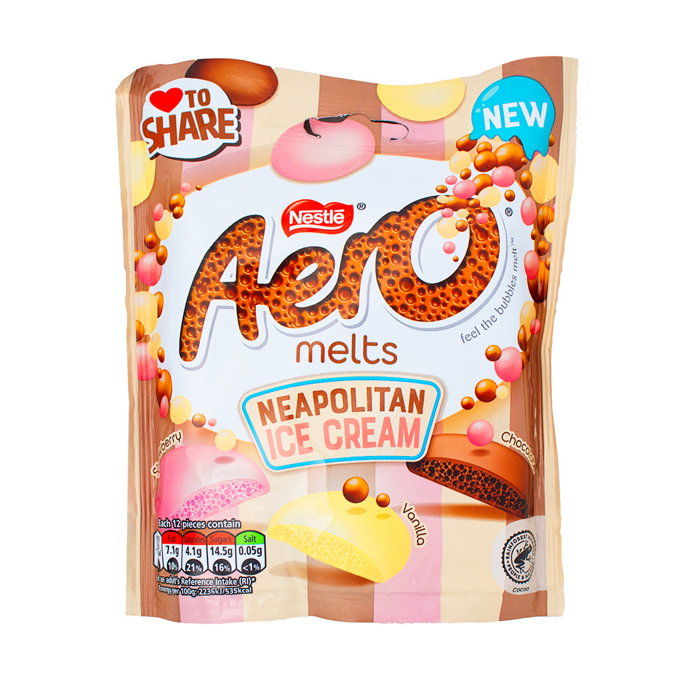 Aero Melts Neapolitan Ice Cream Chocolate (UK) - 86g - Aero - Aero Chocolate - Aero Chocolate Bar - Aero Melts Neapolitan Ice Cream - Ice Cream Flavour