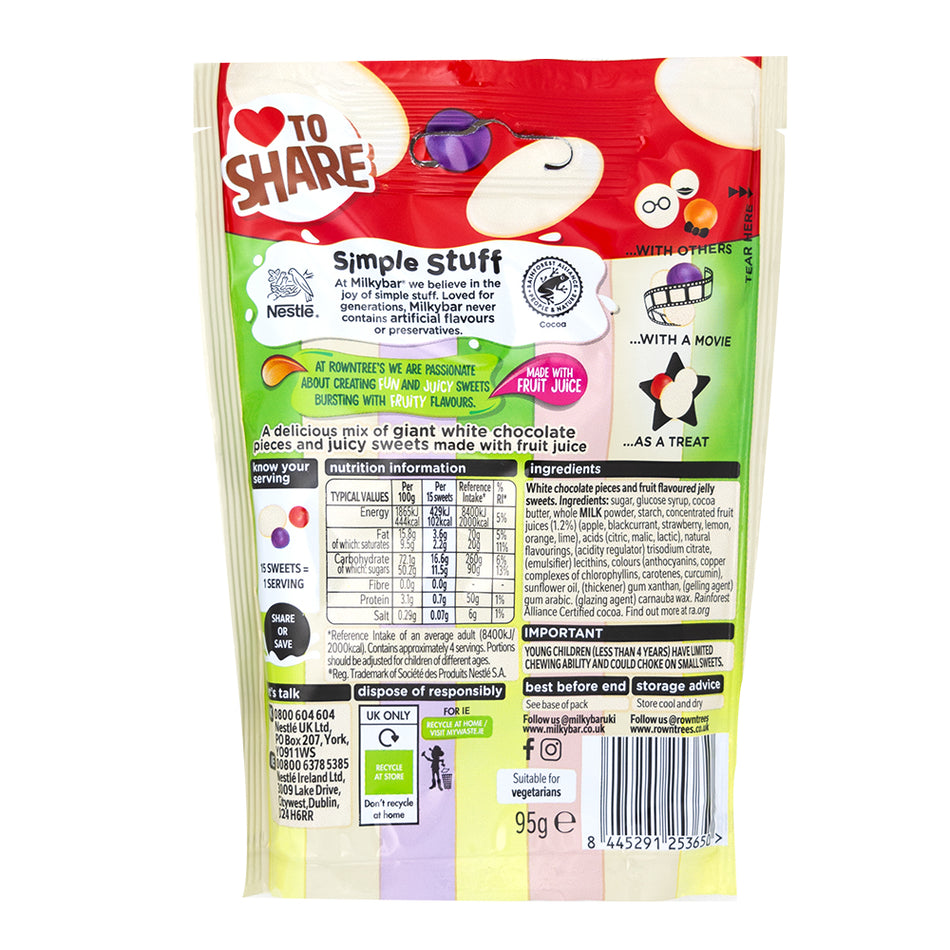 Nestle Milkybar Buttons Jelly and Ice Cream (UK) - 95g  Nutrition Facts Ingredients
