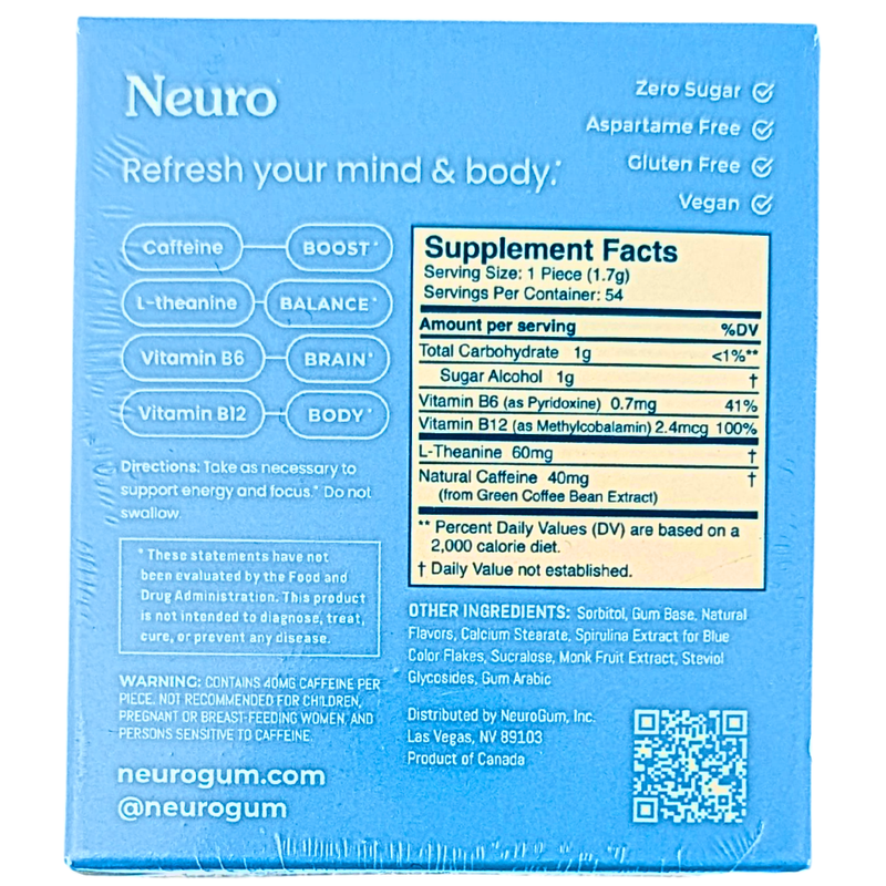 Neuro Energy and Focus Gum - 6 pack