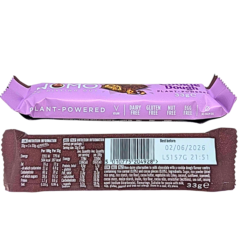 NOMO Vegan Cookie Dough Chocolate Bar (UK) - 33g